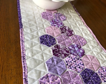 Quilted Table Runner, Handmade, Modern Quilt, Table Topper