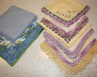 Vintage Ladies Hankies or Linens