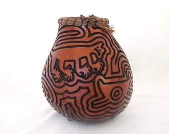 Mountain Cats and Shy Sheep Gourd Bowl (1719)