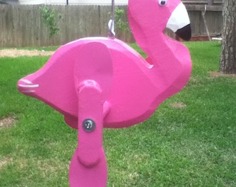 Flamingo Whirligig, Yard Art