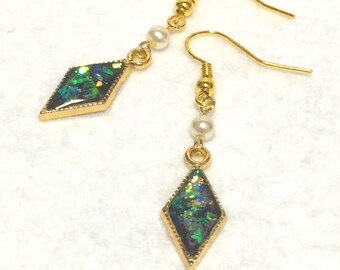 Earrings "black opal style"