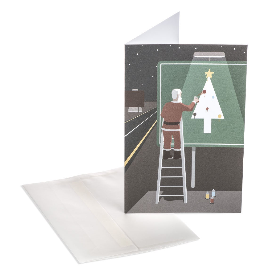 santa s highway funny christmas card whimsical santa note card