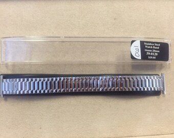 16mm to 20mm Stainless Steel Straight Spring End-Expansion Stretch Replacement Watch Band