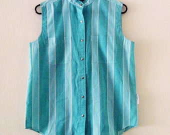 80's Sleeveless Button Up