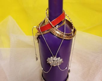 Wine bottle turned beautiful for display or candle