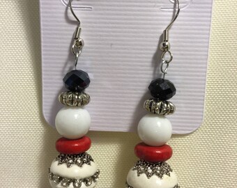 Festive Snowmen Bead Earrings