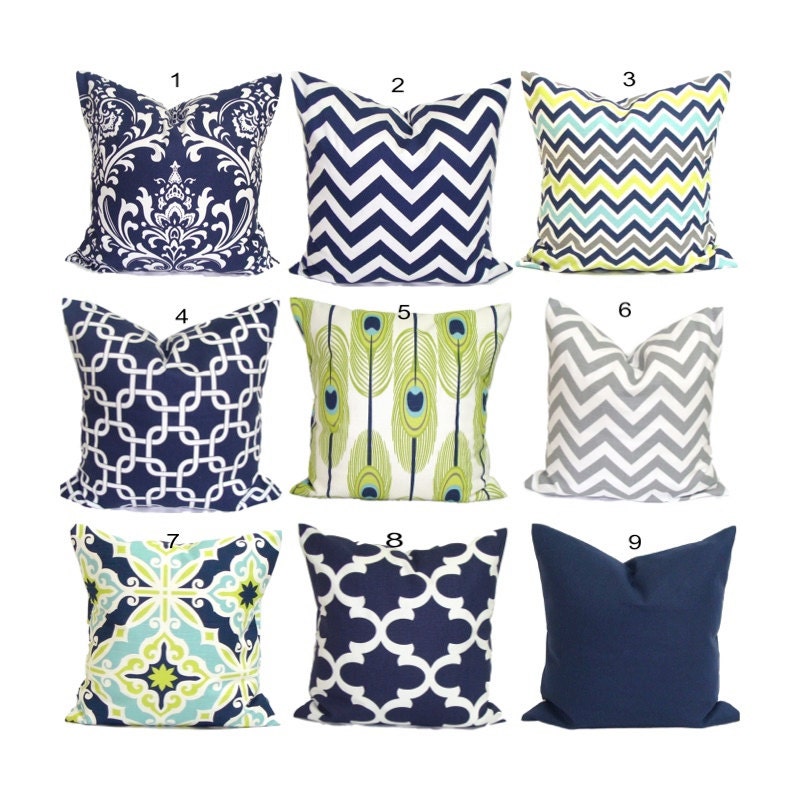 Navy Blue Pillows Green Pillows Blue Pillow Cover