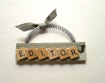 Editor Newspaper Scrabble Tile Ornament