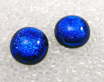 Dichroic Glass Studs in Sparkling Blue Fused Glass Stud / Post Earrings / Nickle Free / Hypoallergenic