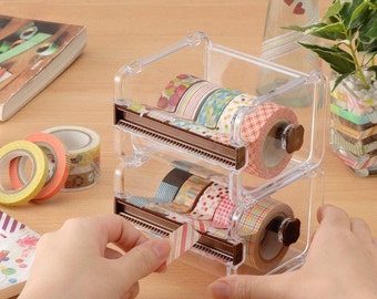 Super Bargain : 5 Washi Tape Plus Washi Tape Container Box with 2 style Cutter - perfect for traveler's, weekly planner, erin condren,