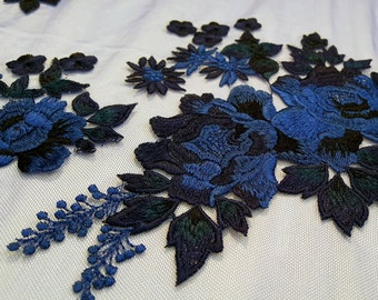 Blue flower embroidered #1928