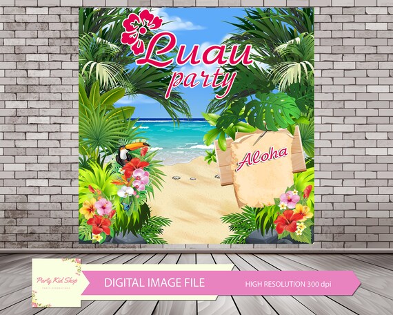 hawaiian luau party backdrop tropical backdrop paradise