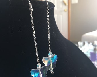 Butterfly sterling silver dangle earrings