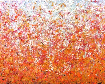Abstract Expressionism Orange Art, Modern Abstract Art Print, Colorful Art Giclee Print of Impressionist Painting, Fall Pumpkin Home Decor