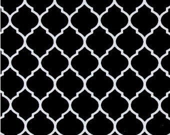Black and White Quarterfoil Fabric, Fabric By The Yard, Fabric BTY, Moroccan Fabric, Craft Fabric, Quilting Fabric, Flannel Fabric,