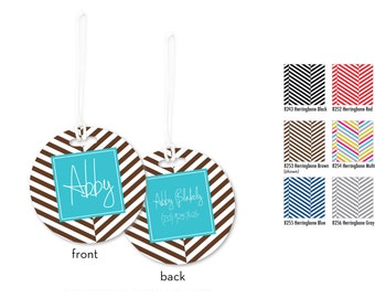 Personalized Bag Tag, 2 Bag Tags, Monogram Luggage Tag, Personalized Luggage Tag w Name or Monogram, Custom Bag Tag, Preppy Bag Tag,