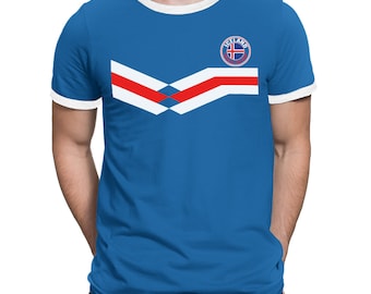 ICELAND World Cup 2018 Mens T-Shirt FOOTBALL Retro Style Strip