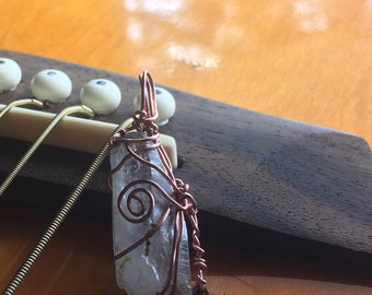 OOAK Natural Quartz Crystal Shard Hand Wrapped in Copper Wire; Raw Unpolished Quartz Crystal Shard found in the Colorado Rockies.