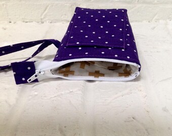 iTOVi Case / Water-Resistant iTOVi Bag / fabric zippered pouch for iTOVi / essential oils scanner pouch / small divided purple pouch