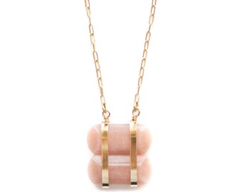 Peach Moonstone Ladder Necklace