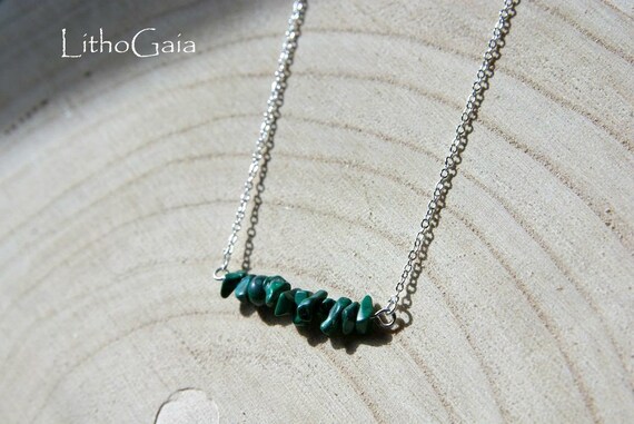 Malachite Bar necklace, 925 Sterling Silver, Malachite Necklace Gemstone Bar, birthstone, Malachite jewelry Minimalist, Gift for Her, Zodiac