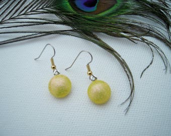 Fused Glass Earrings, dangle Earrings, fused glass jewelry, yellow earrings, glass fusion,