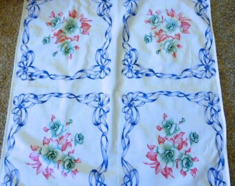 Vintage Floral Tablecloth or Table Topper