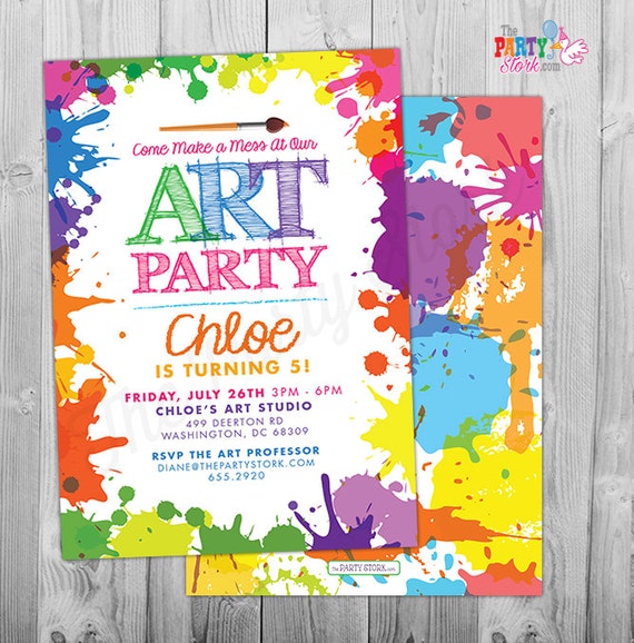 Art Paint Party Invitations Printable Birthday Invitation Art Paint Party Invitations Printable Birthday Invitation