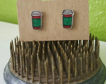 Coffee Cup Earrings - Shrinky Dinks