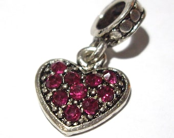Valentine's day Red gem heart dangle