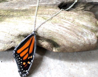 Real Monarch Butterfly Wing Pendant, Real Butterfly Jewelry