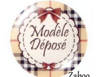 2 cabochons 25mm glass, copyright, brown tone