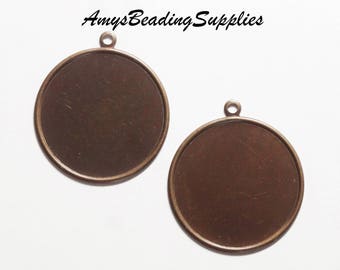 2 Vintaj 32mm Circle Bezel, Natural Brass (P390)