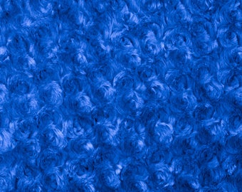 Royal Blue Rosebud Cuddle Minky Fabric, Sold by The Yard