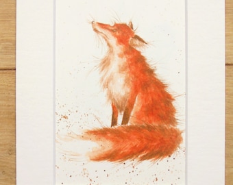 Fox Print, Cute Animal Nursery Decor - Original Vintage Book Print, Mounted/ Matted Ready for Framing