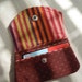 Mini credit card wallet- fabric in rusty brown with dots- three pockets