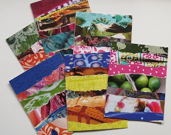 Boho style cards, handmade cards, collage cards, paper goodies, art journaling, gift card,