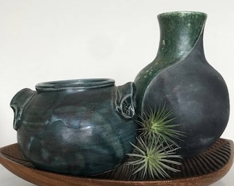 Black and Green Boho Ceramic Vase