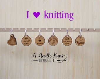 I love knitting Stitch markers set, sock knitter, knitter gift, snag free stitch markers