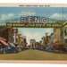 Reno Nevada Postcard, North Virginia Street, 1940s Downtown Street View, Vintage Reno NV Sign, Linen Post Card, 1947 Postmark