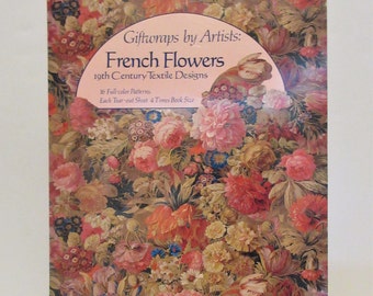 French Flowers Giftwrap for Artists Book Covers Crafts