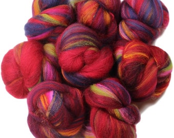 Rad Plaid -- mini batts (2 oz.) organic polwarth wool, bamboo, sparkle.