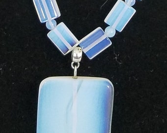 Long Opalite Necklace with Opalite Pendant Sea Opal