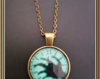 Haunted Mansion 13 Hour Clock Face Pendant and Chain - Hatbox Ghost Disney Hitchhiking Ghosts
