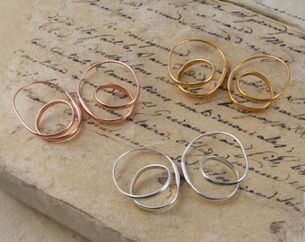 Silver Hoop Earrings - Gold Hoop Earrings - Rose Gold Hoop Earrings - Unique Earrings - Simple Earrings - Modern Earrings - Unusual Earrings