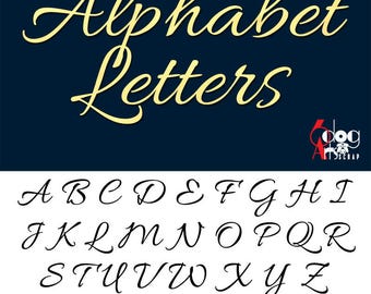 Elegant Cursive Alphabet SVG DXF Vector Cut Files Monogram Cuttable Letters Vinyl Iron On Heat Press Transfer Silhouette Cricut JB-775