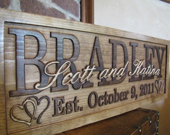 Personalized Wedding Gift custom Family Name Signs 3D Wood Sign Lovejoystore Established Anniversary custom heart name sign Christmas Gift