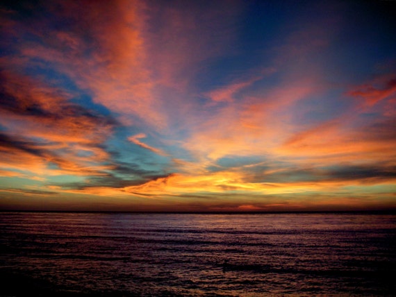 Sunset at Sunset Cliffs 8x10 Blue Yellow Orange