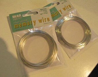 2-1/4" Silver Plated Memory Wire, Bracelet Memory Wire, 1 oz Package Memory Wire; 70 Loops Silverplated Memory Wire