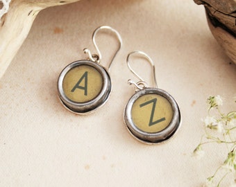 Typewriter key Earrings Custom made Letter Earrings for a Woman Customized Letters Dangle Earrings Old typewriter key jewelry